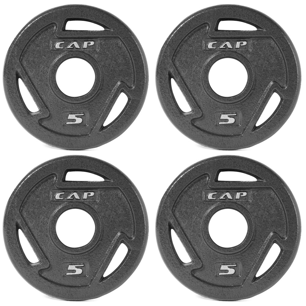 Cap Barbell 2-Inch Olympic Grip Weight Plate, 5 Lb, Set Of 4, 5 Lb, Set Of 4 Black (Ophwis-005)