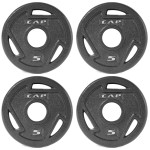 Cap Barbell 2-Inch Olympic Grip Weight Plate, 5 Lb, Set Of 4, 5 Lb, Set Of 4 Black (Ophwis-005)