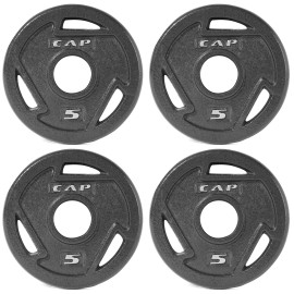 Cap Barbell 2-Inch Olympic Grip Weight Plate, 5 Lb, Set Of 4, 5 Lb, Set Of 4 Black (Ophwis-005)