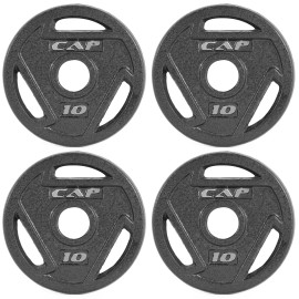 Cap Barbell 2-Inch Olympic Grip Weight Plate, 10 Lb, Set Of 4,Black