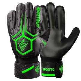 Sportout Goalie Gloves, Goalkeeper Gloves With Fingersave, Soccer Gloves, Breathable Soccer Goalie Gloves, 4Mm Latex, For Kids Youth And Adult (Green,7)