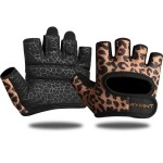 Rymnt Minimal Workout Gloves,Short Micro Weight Lifting Gloves Grip Pads With Full Palm Protection & Extra Grip For Men Women Weightlifting,Gym,Exercise,Training.Leopard-Medium