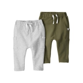 Carters Baby 2-Pack Organic Cotton Pants (Various Fabrications), Oliveheather, 9 Months