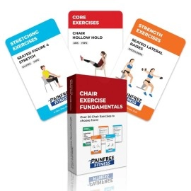 (35+ Cards) Seated Chair Exercise Fundamentals Flashcards Pain-Free Fitness, 3X5 In, Workout Cards Suitable For Mobility-Limited Individuals, Tear-Resistant, Bend Resistant Flashcards
