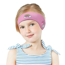 Moko Swimming Headband For Kids, Cute Swinmmers Headband Ear Band For Kids Keep Water Out Waterproof Ear Protection Band For Bathing Swimming Ear Band For Kids Age 3-9 M Size, Pink&Rainbow Mermaid