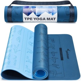 Instructional Yoga Mats With 150 Fade-Proof Poses Printed On It For Beginners - 24