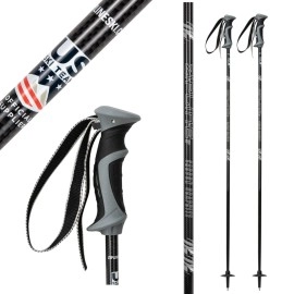 Ski Poles Graphite Carbon Composite - Zipline Lollipop Us Ski Team Official Supplier (Black Carbon Weave, 42 In107 Cm)