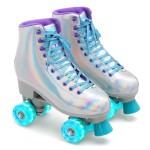 Feetcity Womens Roller Skates High-Top Double-Row Leather Roller Skates For Girls Boys For Indoor Outdoor Size 9