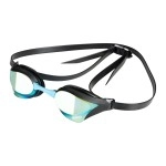 Arena Unisex Cobra Core Swipe Anti-Fog Racing Swim Goggles For Men And Women Polycarbonate Mirror Lens, Aqua/Black