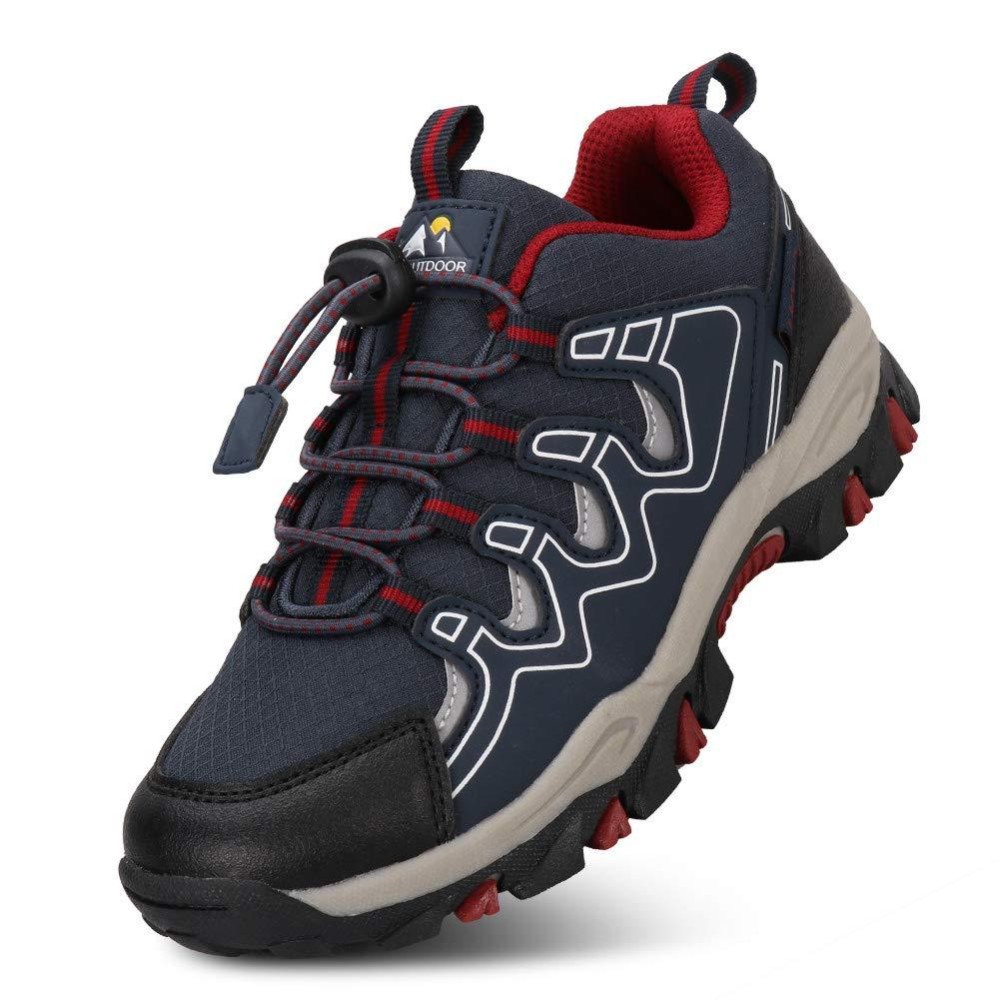 Uovo Boys Shoes Boys Sneakers Boys Tennis Running Shoes Waterproof Hiking Shoes Kids Athletic Outdoor Sneakers Slip Resistant(Littlebig Boys) Navy Bluered
