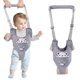 Ocanoiy Baby Walking Harness Handheld Baby Walker Assistant Belt Adjustable Toddler Infant Walker Safety Harnesses Standing Up And Walking Learning Helper With Detachable Crotch For 9-24 Month (Gray)