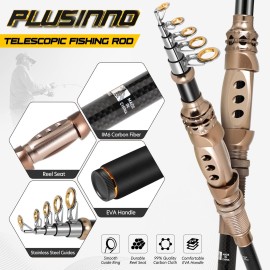 Plusinno Fishing Rod And Reel Combos Carbon Fiber Telescopic Fishing Rod With Reel Combo Sea Saltwater Freshwater Kit Fishing Rod Kit (Only Fishing Rod (Not Include Reel), 2.1M 6.89Ft)