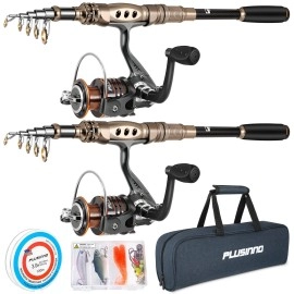 Plusinno Fishing Rod And Reel Combos Carbon Fiber Telescopic Fishing Rod With Reel Combo Sea Saltwater Freshwater Kit Fishing Rod Kit (Only Fishing Rod (Not Include Reel), 2.4M 7.87Ft)