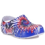 Nautica Mens Clogs - Athletic Sports Sandal - Water Shoes Slip-On With Adjustable Back Strap-River Edge-Red White And Blue Tie Dye Size-7