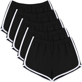 Uratot 5 Pack Womens Cotton Yoga Dance Short Pants Sport Shorts Summer Athletic Cycling Hiking Sports Shorts Black