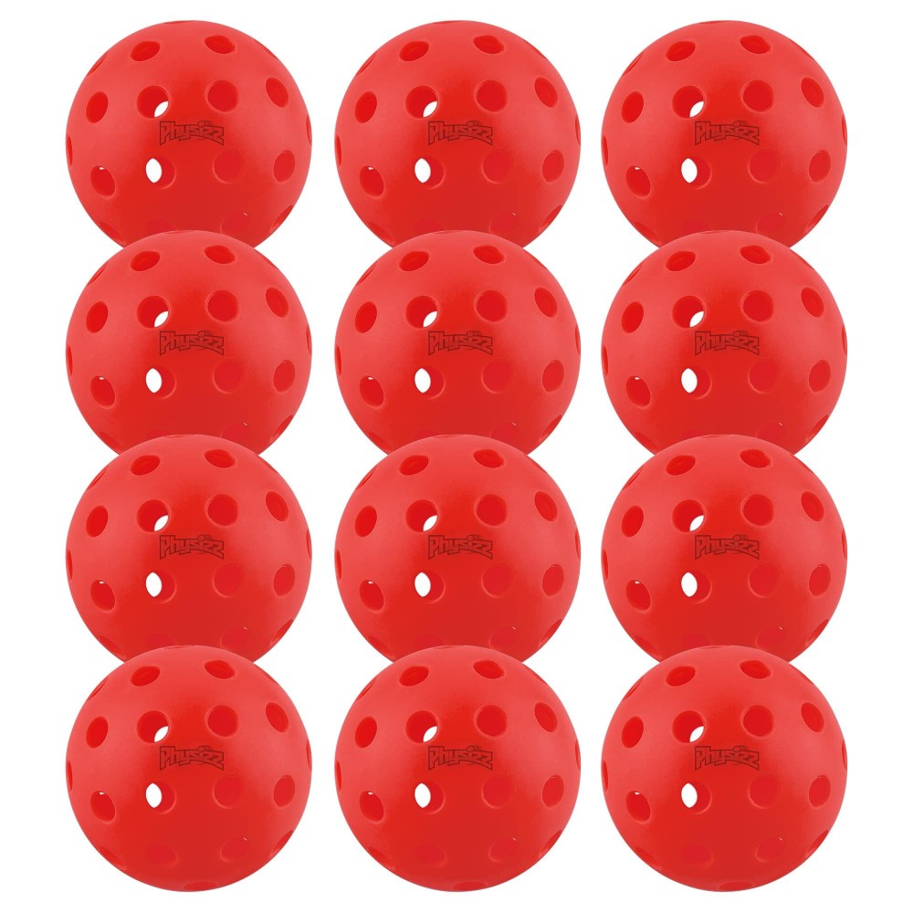 Physizz Pickleballs Pickleball Balls Outdoor Pickle Ball Set Of 12 Usapa Approve Red 40 Holes With Storage Mesh Bag
