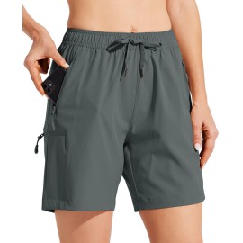 Willit Womens Shorts Hiking Cargo Shorts Quick Dry Golf Active Athletic Shorts 7 Lightweight Summer Shorts With Pockets Deep Gray M