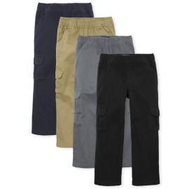 The Childrens Place Boys Slim Pull On Cargo Pants 4 Pack