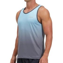 Ezrun Men'S Quick Dry Workout Tank Top For Bodybuilding Gym Athletic Jogging Running,Fitness Training Swim Sleeveless Shirts(Bluegradient,Xl)