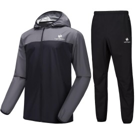 Hotsuit Sauna Suit For Men Sweat Suits Gym Workout Exercise Sauna Jacket Pant Full Body, Gray, 4Xl
