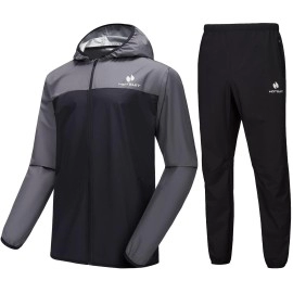 Hotsuit Sauna Suit For Men Sweat Suits Gym Workout Exercise Sauna Jacket Pant Full Body, Gray, 5Xl