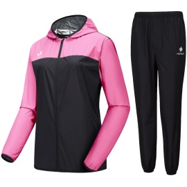 Hotsuit Sauna Suit For Women Sweat Suits Gym Workout Exercise Sauna Jacket Pant Full Body, Pink, M