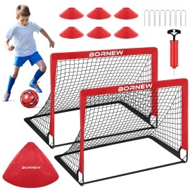 Kids Soccer Goal for Backyard Set - 2 Toddler Soccer Nets Training Equipment, Soccer Ball, Pop Up Portable Soccer Set for Kids and Youth Games and Training Goals - Size 4' x 3' Blue