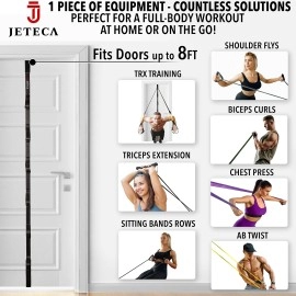 Door Anchor Strap For Resistance Bands - Heavy-Duty Multi-Loop Resistance Band Door Anchor Strap - Up To 9 Anchor Points Portable Door Exercise Equipment For Home Workouts Fits 6-8 Ft Doors Jeteca
