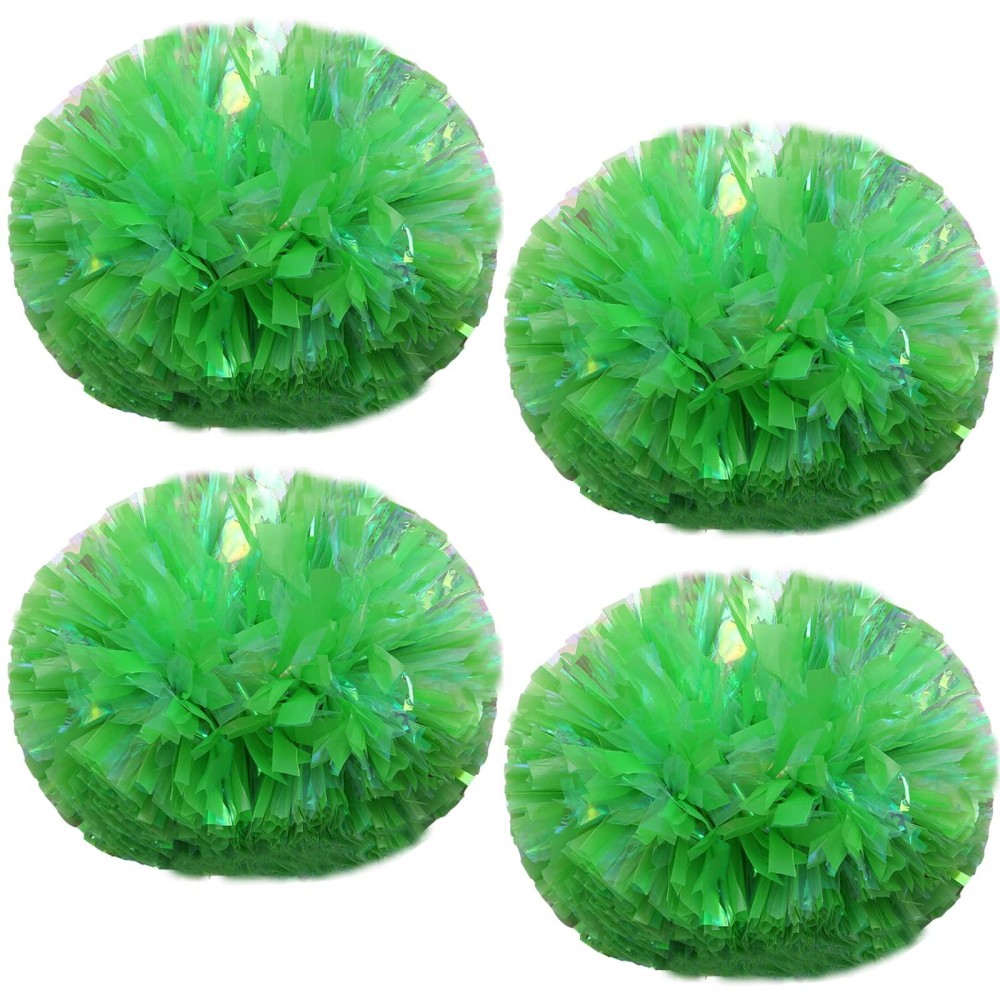 Hlonon 4 Pack Cheerleader Pom Poms Sports Dance Cheer Plastic Pom Poms Cheerleading for Sports Team Spirit Cheering (Rainbow Green)