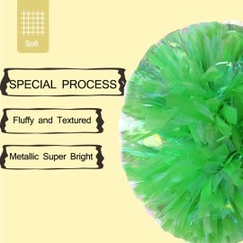 Hlonon 4 Pack Cheerleader Pom Poms Sports Dance Cheer Plastic Pom Poms Cheerleading for Sports Team Spirit Cheering (Rainbow Green)