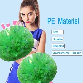 Hlonon 4 Pack Cheerleader Pom Poms Sports Dance Cheer Plastic Pom Poms Cheerleading for Sports Team Spirit Cheering (Rainbow Green)