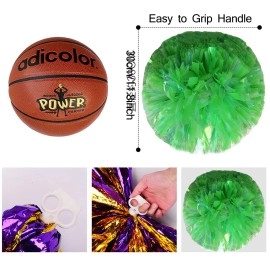 Hlonon 4 Pack Cheerleader Pom Poms Sports Dance Cheer Plastic Pom Poms Cheerleading for Sports Team Spirit Cheering (Rainbow Green)