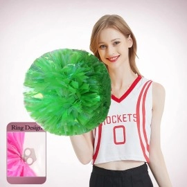 Hlonon 4 Pack Cheerleader Pom Poms Sports Dance Cheer Plastic Pom Poms Cheerleading for Sports Team Spirit Cheering (Rainbow Green)