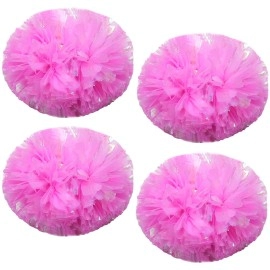 Hlonon 4 Pack Cheerleader Pom Poms Sports Dance Cheer Plastic Pom Poms Cheerleading for Sports Team Spirit Cheering (Rainbow Pink)