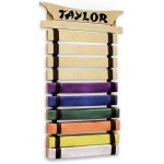 Milliard Karate Belt Display - Holds 10 Martial Arts Belts - Personalize With Stickers