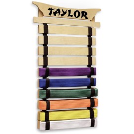 Milliard Karate Belt Display - Holds 10 Martial Arts Belts - Personalize With Stickers