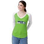 Foco Womens Nfl Team Ladies Fashion Raglan Top Shirt, Big Logo Solid, X-Large