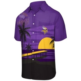 FOCO Minnesota Vikings NFL Mens Tropical Sunset Button Up Shirt