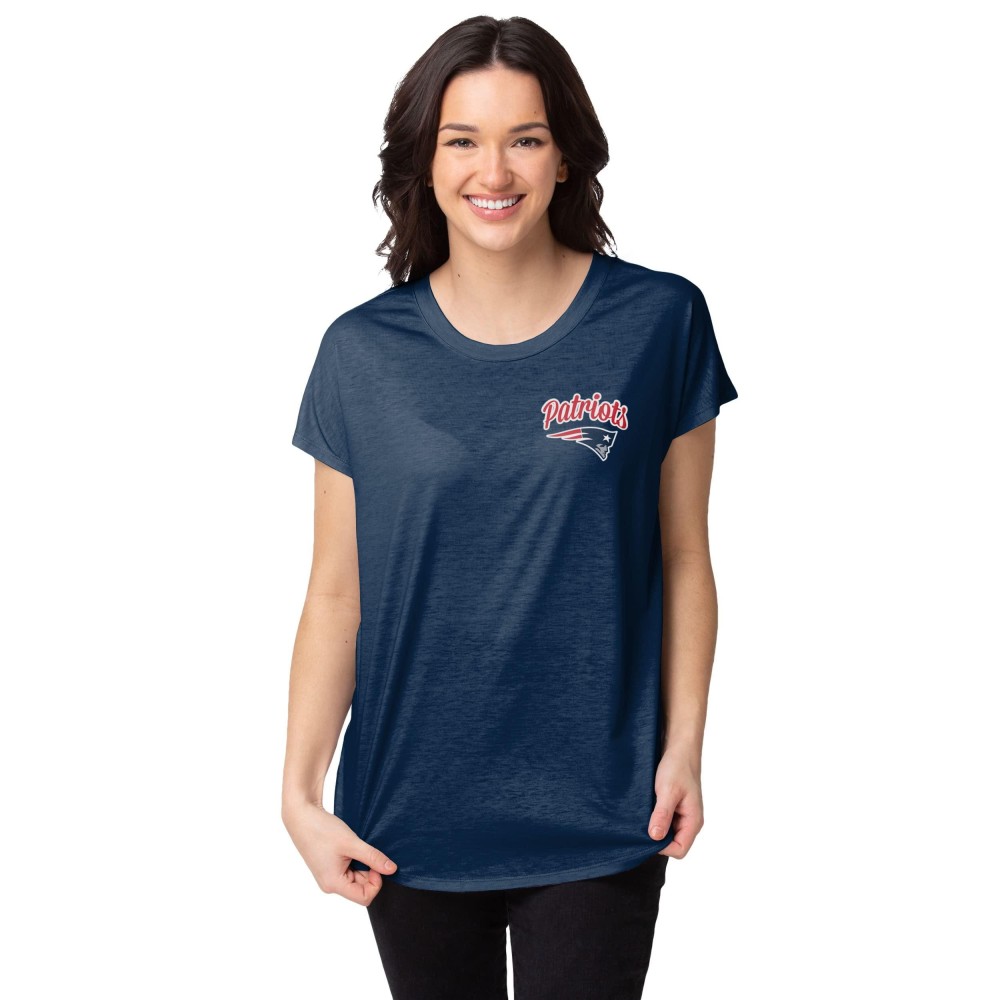 New England Patriots Nfl Womens Script Wordmark Tunic Top - S