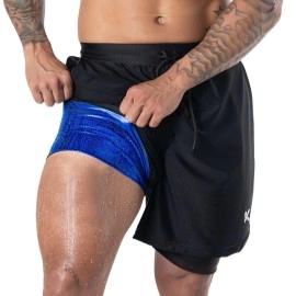 Kewlioo Mens Sauna Shorts - Heat Trapping 2-In-1 Double Layer - Sauna Suit Bottom - Compression Training Gym Athletic Shorts (Black, 2Xl)