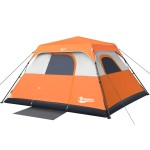 Beyondhome 6 Person Instant Cabin Tent, 60 Sec Setup Family Camping Tent, Waterproof & Windproof Tent With Top Rainfly, Upgraded Ventilation System, For Car Camping Outdoor, Orange