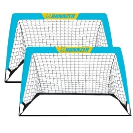 L Runnzer Pop Up Soccer Goals For Backyard For Kids, Kids Soccer Net With Carry Case, Easy Folding And Storage, 2 Set, 4 X 3, Blue