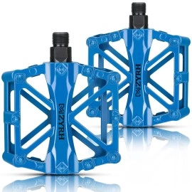 Kemimoto Mountain Bike Pedals Mtb Bicycle Flat Pedals, 9/16'' Cnc Aluminum Durable Sealed Bearing For Most Bikes Bmx Mtb Enduro Downhill Trail (Two Pack) (Blue)