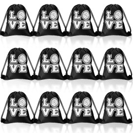 12 Pieces Small Softball Soccer Basketball Volleyball Candy Drawstring Bag Softball Soccer Basketball Volleyball Drawstring Goodie Favor Bags(Volleyball Style,7 X 10 Inch)