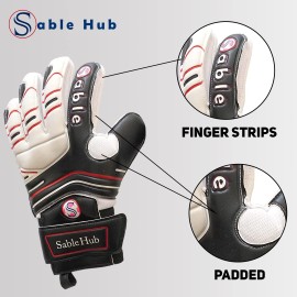 Sable Hub Goalkeeper Glove Cotton Material Football Gloves Protection Super Grip Palms Comfortable For Kids, Children & Adults (Size 7)