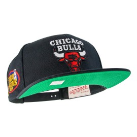 Mitchell & Ness Chicago Bulls Nba Top Spot Snapback Hat Adjustable Cap - Black1998 Nba Finals Side Patchhardwood Classics
