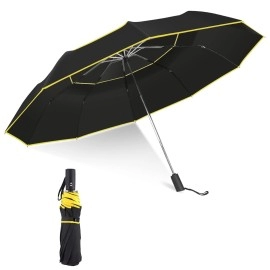 Kalolary 62 Inch Automatic Golf Umbrella Extra Large Folding Umbrella Windproof Compact Umbrella Double Canopy Umbrella Travel Folding Umbrella Oversize Rain Umbrella For Home Family Use (Black)