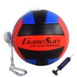 GAMESUN Tetherball Ball and Rope Set- Tetherball Ball with Rope and Carabineer Hoop, Two-Needles Pump, Glow in Dark