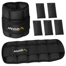 Apexup 10Lbs/Pair Adjustable Ankle Weights For Women And Men, Modularized Leg Weight Straps For Yoga, Walking, Running, Aerobics, Gym (Black)