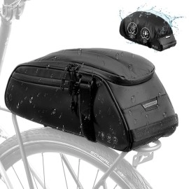 Wotow Bike Reflective Rear Rack Bag, Water Resistant Bike Saddle Bag Panniers For Bicycles, 8L Trunk Storage Bag, Cycling Back Seat Cargo Carrier Pouch With Shoulder Strap (With Rain Cover)